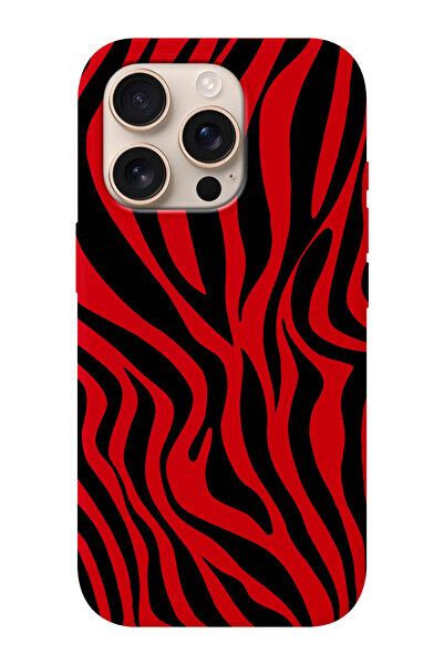 shoptocase iPhone 16 PRO Uyumlu Zebra Desenli İçi Süet Silikon Telefon Kılıfı