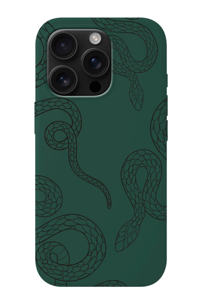 shoptocase iPhone 16 PRO MAX Uyumlu Snakes Desenli İçi Süet Silikon Telefon K...