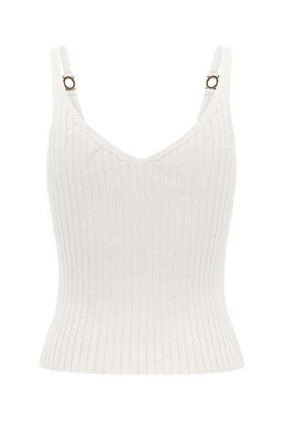 ONLY Cloud Dancer V-Neck Top - Online, S/L Detailed, Knt15318057