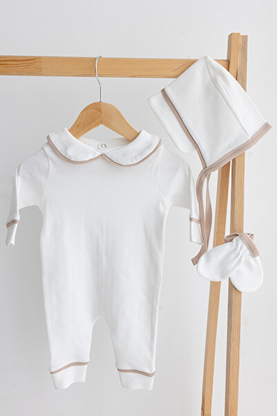 Bebe wini Latte Biyeli 3'lü Pamuklu Tulum Seti