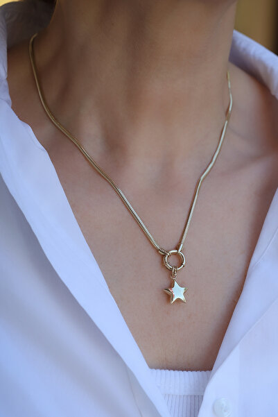 Yenigün Kuyumculuk 14 Ayar Altın Yıldız Uç Detaylı İtalyan Balıksırtı Kolye