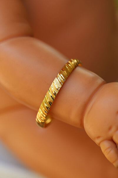 Yenigün Kuyumculuk 14 Ayar Altın Yatay Çizgili (0-1 Yaş) Çocuk Bilezik