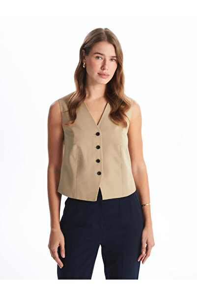 LC Waikiki Lcw Modest New Black V-Neck Women's Classic Vest