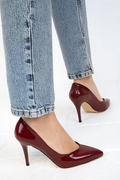 SOHO Claret Red Patent Leather 19549 Classic Women's Heeled Shoes