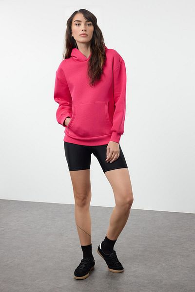 Trendyol Collection Fuchsiová pletená mikina s kapucí – Regular Fit Twoaw25sw00151