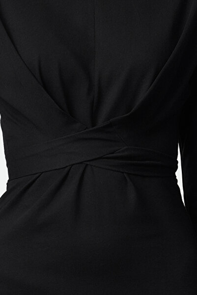 Trendyol Collection 100% bavlna, černé midi pletené šaty - Twoaw25el00506