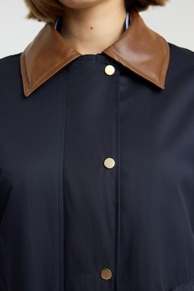 Trendyol Collection Sötétkék túlméretes bőrkabát TWOAW25KB00077