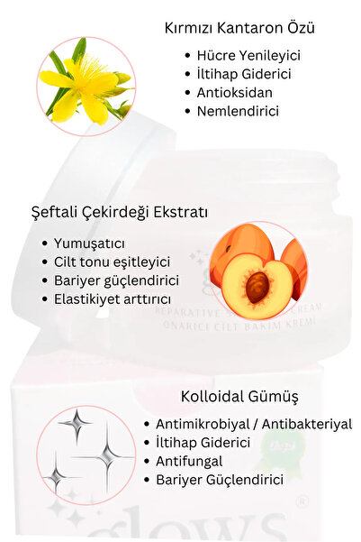 Glows Gümüşlü, Onarıcı, Nemlendirici Yüz Bakım Kremi 50 Ml