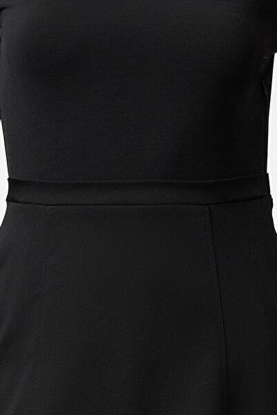 Trendyol Collection Black Midi Woven Dress - with Waist Opening Fabric Mix, Twoaw25el00144