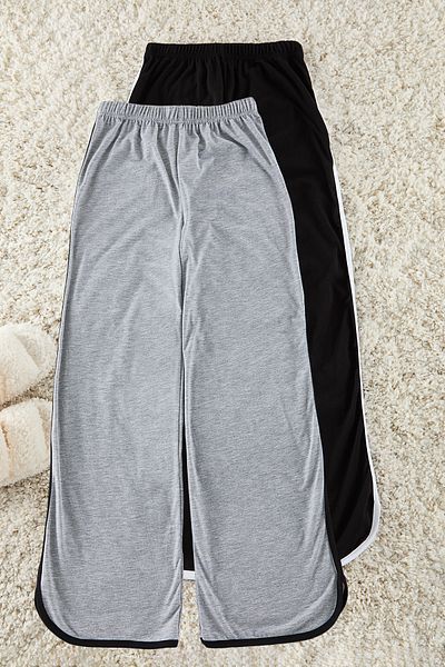 Trendyol Collection 100% Cotton Black-Grey Knitted Pajama Bottoms - Piping Detail, Pack of 2 Thmaw25Pj00012
