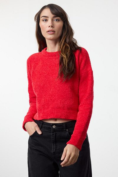 Trendyol Collection Besonderer roter Strickpullover - Garn TWOAW25KZ00137