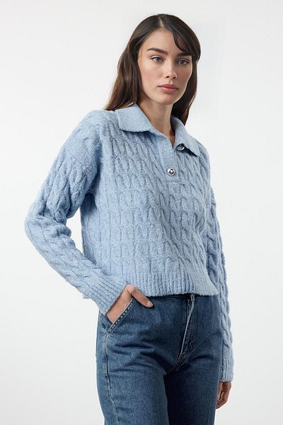 Trendyol Collection Pulover de tricotaj cu textura moale albastru argintiu - TWOAW25KZ00138