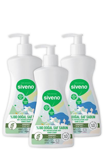 Siveno 100% Natural Liquid Castile Soap with Laurel Oil Intensive Moisturizing Purifying Herbal 300 ml