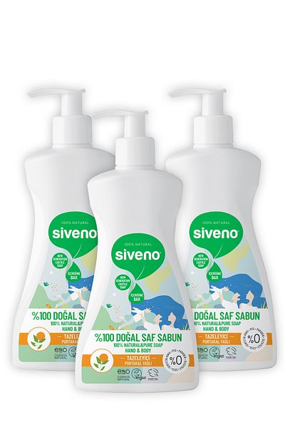 Siveno 100% Natural Liquid Castile Soap with Orange Oil Intensive Moisturizing Purifying 300 ml