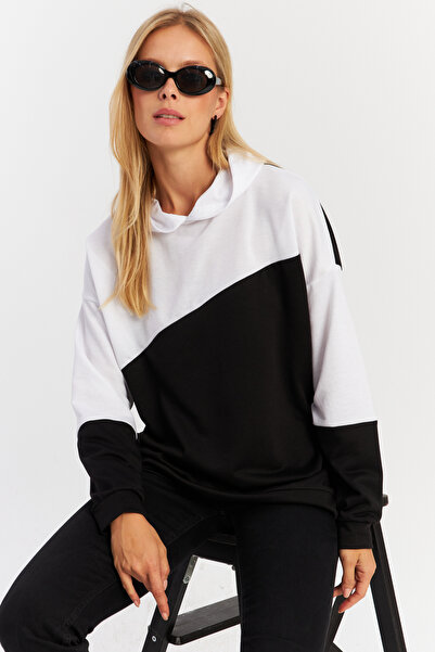 Cool & Sexy Černobílá dámská mikina s kapucí Da148