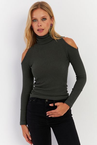 Cool & Sexy Zielona bluzka damska z odkrytymi ramionami - Hor04
