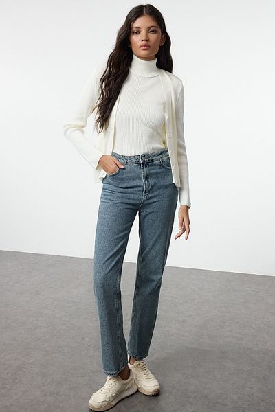 Trendyol Collection V-Neck Ecru Knitwear Blouse and Cardigan Set - Twoaw25Hi00072