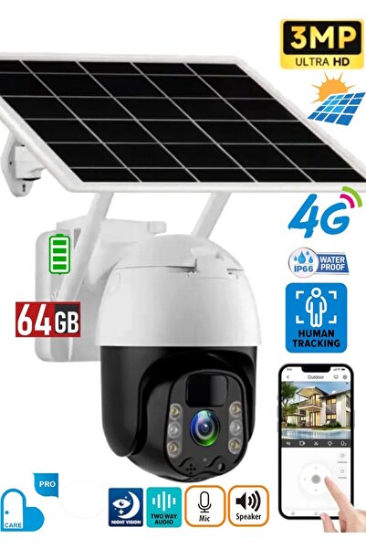 Ventus 64GB 4G Güneş Enerjili Hareketli Görüş Akıllı Güvenlik Kamerası CareCa...