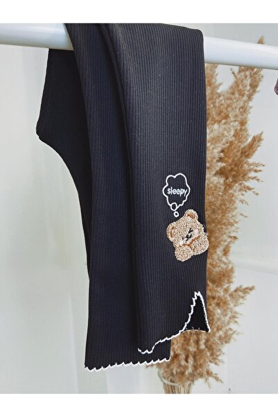 Butik Kız Çocuk Siyah Fitilli Tayt