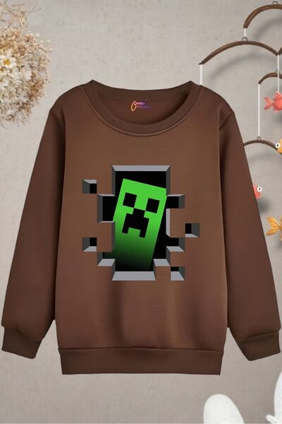 oneagılyazı سويت شيرت مطبوع برقبة دائرية