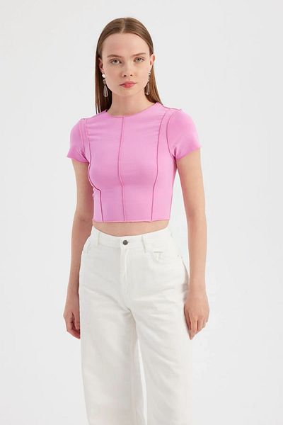 Hiccup Κοντομάνικο Crop Top με προ-ραμμένο γιακά ποδηλάτου