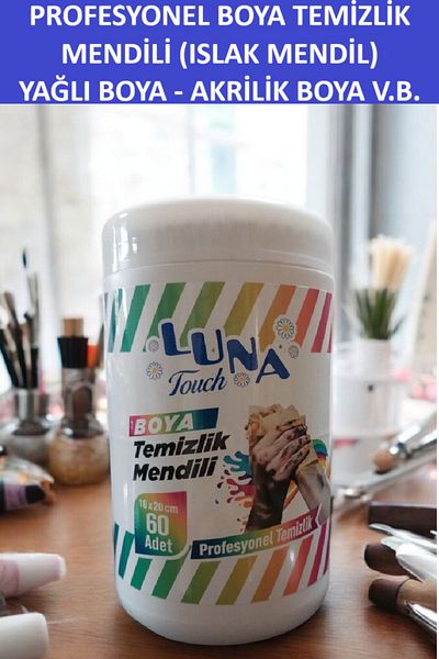 LUNA TOUCH Professional Cleaning Wipes - Oil and Acrylic Paint, Set of 60 Wet Wipes