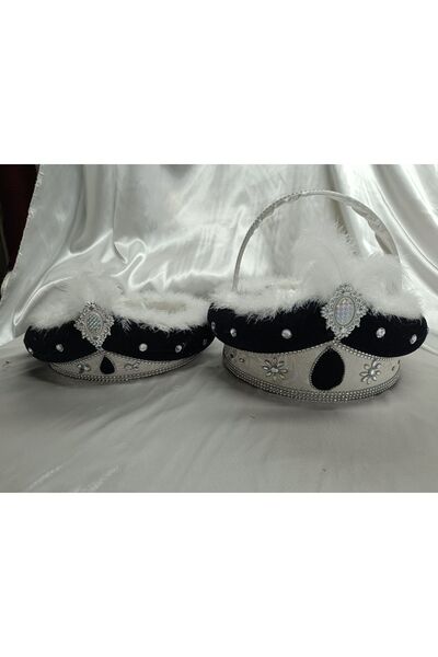 BİRCAN KINA 2-Piece Henna Basket - for White and Black Circumcision, Henna Tray and Promise Engagement