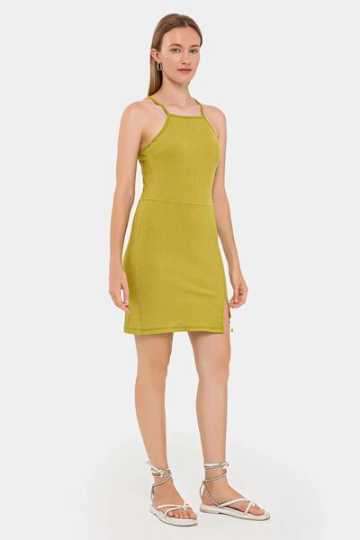 Hiccup Side Slit Strap Mini Dress