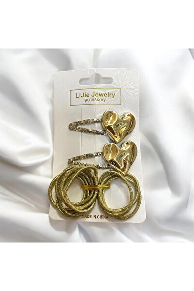 The Cloudish Shop Set de 10 catarame elastice cu inimă strălucitoare pentru c...