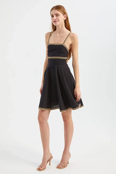 Hiccup Square Neck Spaghetti Strap Mini A-Line Dress