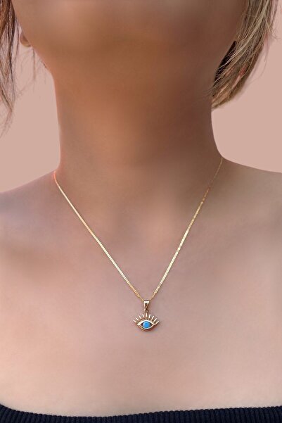 Altınaşkı Parlak Zincir Kirpik Altın Kolye