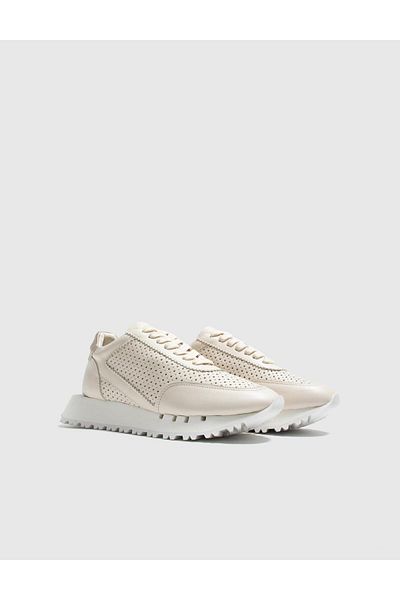 İLVİ Freja Genuine Leather Women's Cream Sneakers