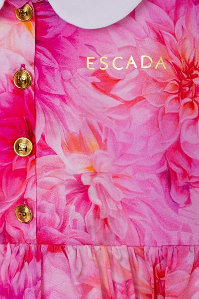 Escada Buttoned Flower Patterned Pink Children's Dress