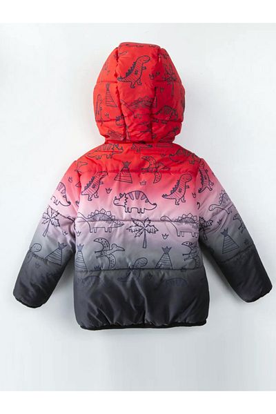 MDM Cute Fleece Hooded Inflatable Coat for Baby Boy - Dinosaur Printed with Pockets
