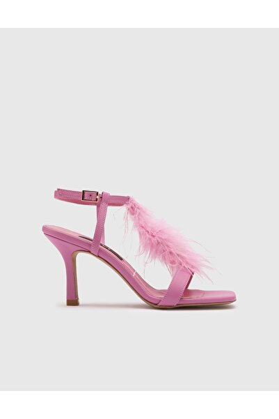 İLVİ Merlin Genuine Leather Women's Pink Heeled Sandals