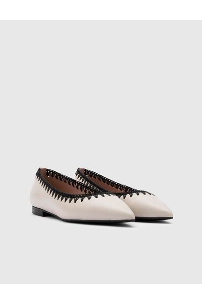 İLVİ Tero Genuine Leather Women's Beige Ballerinas