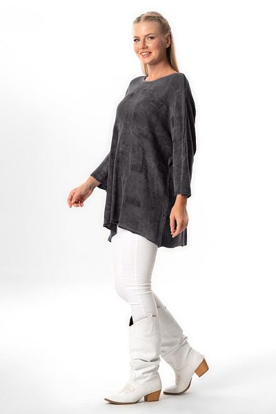 Eliş Şile Bezi Asymmetric Cut Hira Autumn and Winter Knitwear Blouse - Smoked Fm