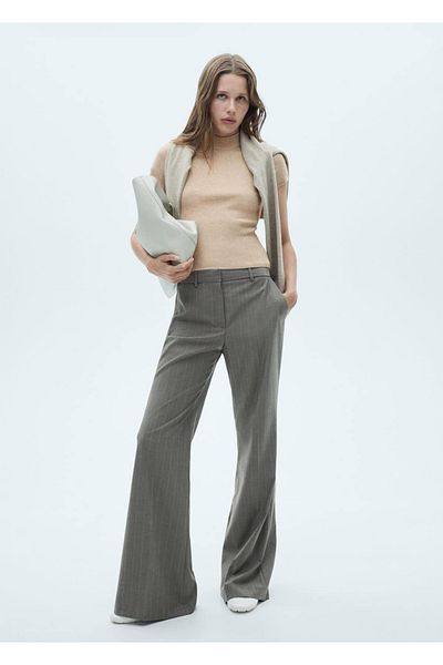 MANGO Woman T-shirt with Perkins collar and twill