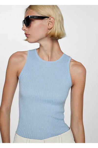 MANGO Woman Bluse aus Rippstrick