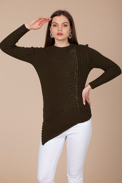 FTZ Women's Asymmetric Cut Knitwear Khaki 20-584