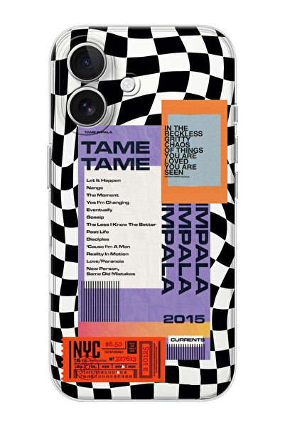 shoptocase iPhone 16  Uyumlu Tame Impala Desenli Şeffaf Silikon Telefon Kılıfı