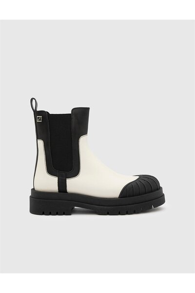 İLVİ Romke Genuine Leather Women's Black White Boots