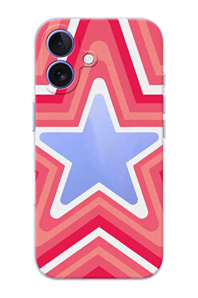 shoptocase iPhone 16 PLUS Uyumlu Stars Desenli Şeffaf Silikon Telefon Kılıfı