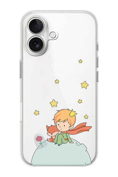 shoptocase iPhone 16  Uyumlu Küçük Prens Desenli Şeffaf Silikon Telefon Kılıfı