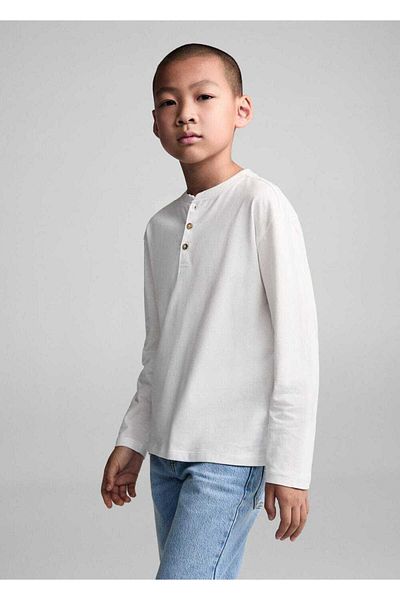 MANGO Kids Μακρυμάνικο βαμβακερό μπλουζάκι