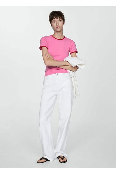 MANGO Woman T-Shirt mit kontrastierender Paspelierung