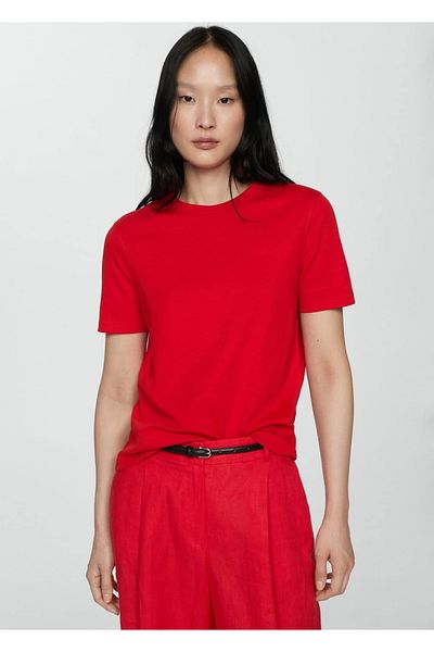 MANGO Woman T-shirt z krótkim rękawem, bawełniany