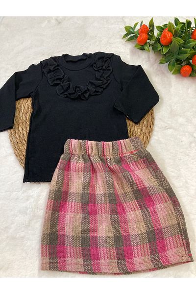 ESES BEBE Baby Black Scrambles Skirt-Bluz Set Set