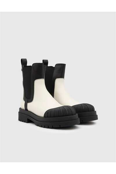 İLVİ Romke Genuine Leather Women's Black White Boots