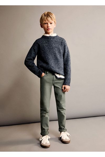 MANGO Kids Straight Cut Cotton Trousers